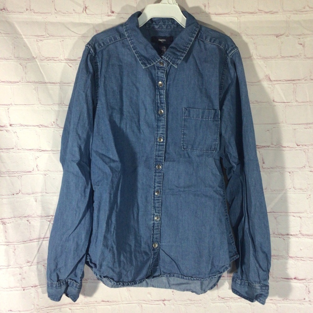 GAP Blue Denim Chambray Button Down Shirt - Size XXL